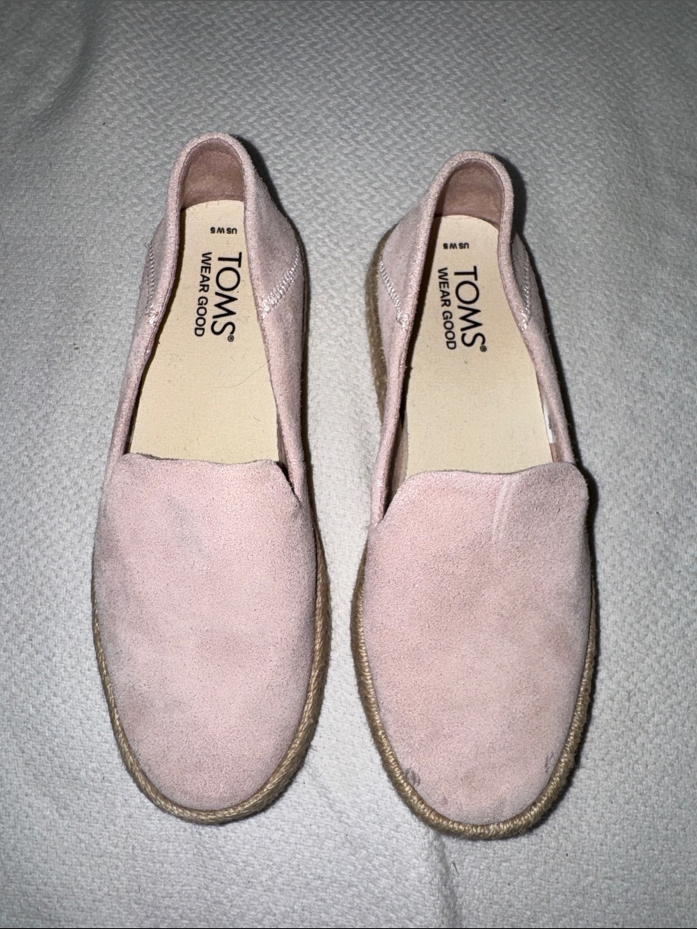 Toms Women's Light Pink Suede Espadrille Slip-Ons